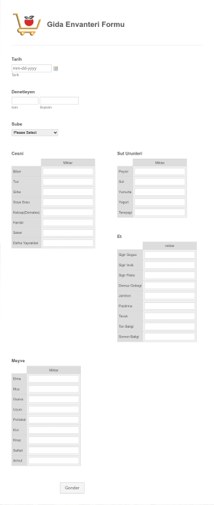 Gida Envanteri Form Template