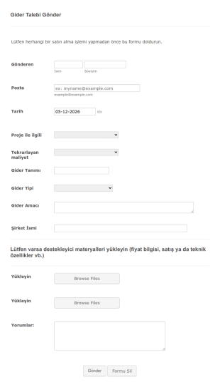 Gider Talep Form Şablonu