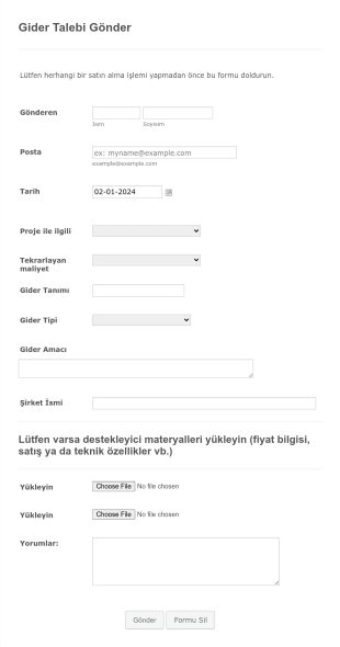 Gider Talep Form Şablonu