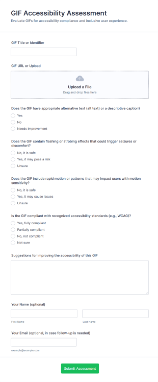 GIF Accessibility Assessment Form Template