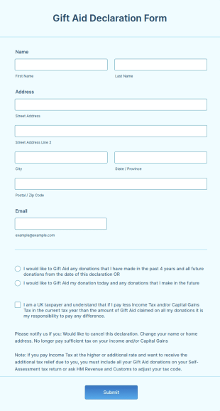 Gift Aid Declaration Form Template