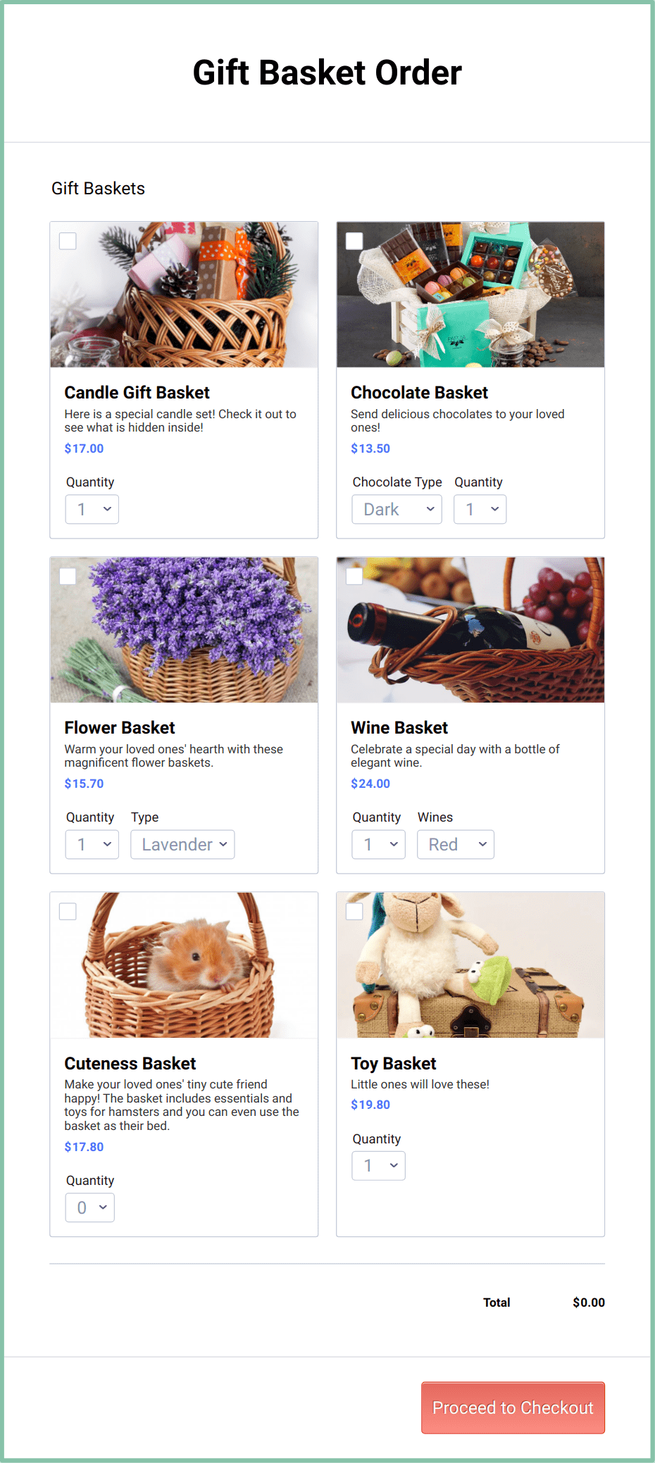Gift Basket Order Form Template Jotform