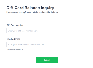 Gift Card Balance Inquiry Form Template