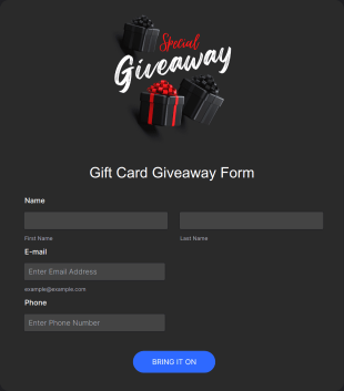 Gift Card Giveaway Form Template
