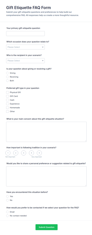 Gift Etiquette FAQ Form Template