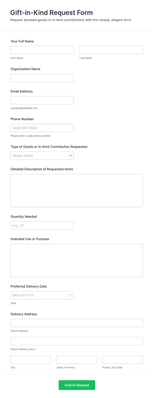 Gift In Kind Request Form Template