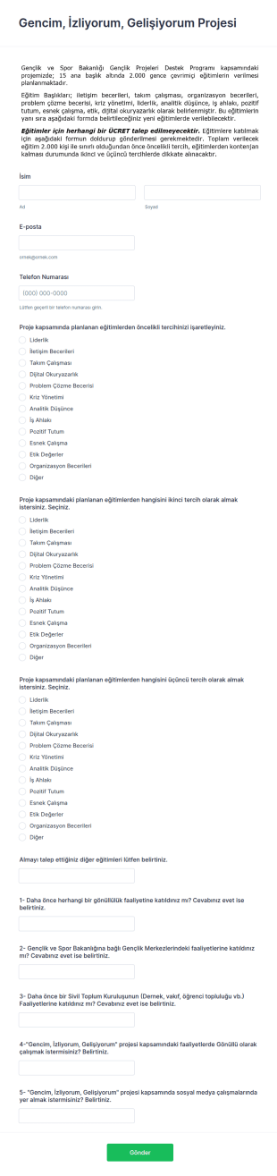 GİG Projesi Katılım Form Şablonu