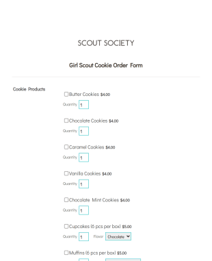 Girl Scout Cookie Order Form Template