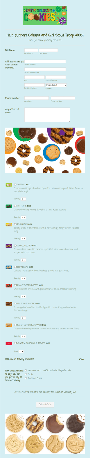 Girl Scout Cookie Form Template