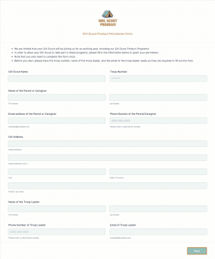 Girl Scout Product Permission Form Template