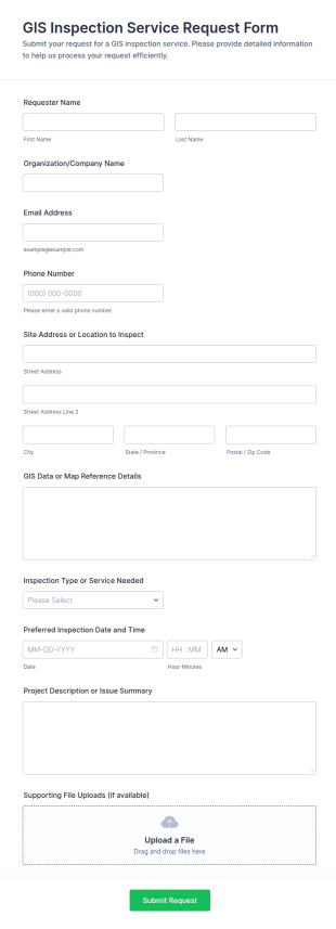 GIS Inspection Service Request Form Template