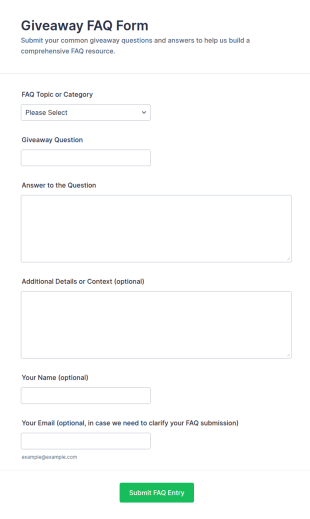 Giveaway FAQ Form Template