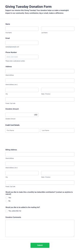 Giving Tuesday Donation Form Template