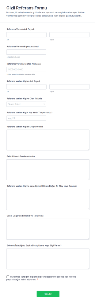 Gizli Referans Form Şablonu