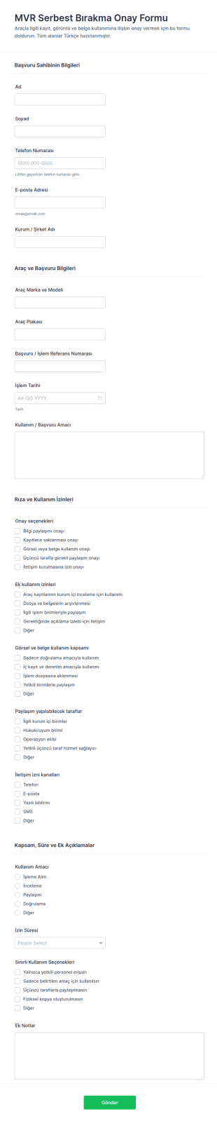 Gizlilik Ve Onay Form Şablonu