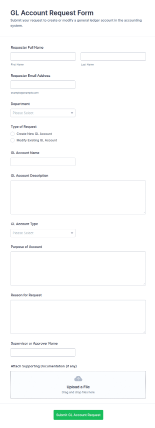 GL Account Request Form Template