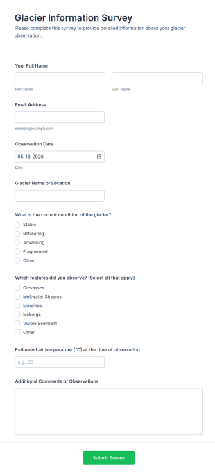 Glacier Information Survey Form Template