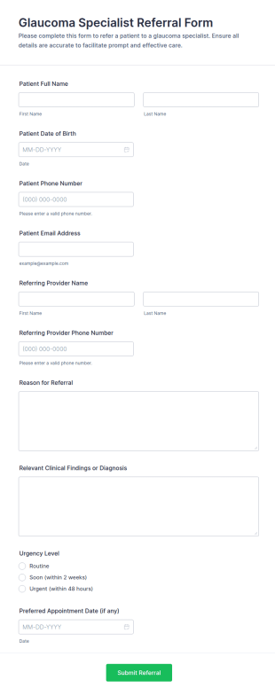 Glaucoma Specialist Referral Form Template