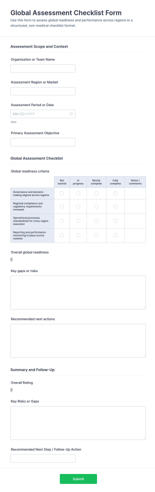 Global Assessment Checklist Form Template