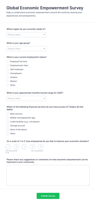 Global Economic Empowerment Survey Form Template