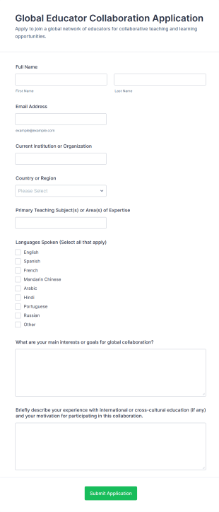 Global Educator Collaboration Application Form Template