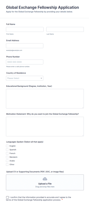Global Exchange Fellowship Application Form Template