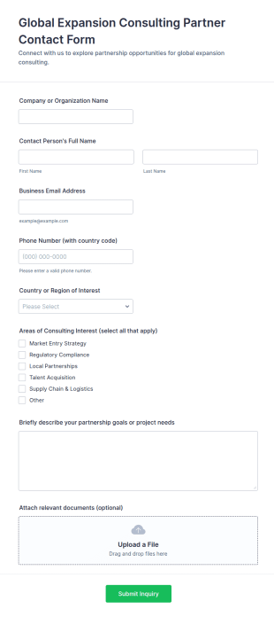 Global Expansion Consulting Partner Contact Form Template