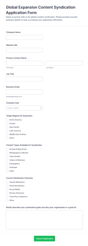 Global Expansion Content Syndication Application Form Template