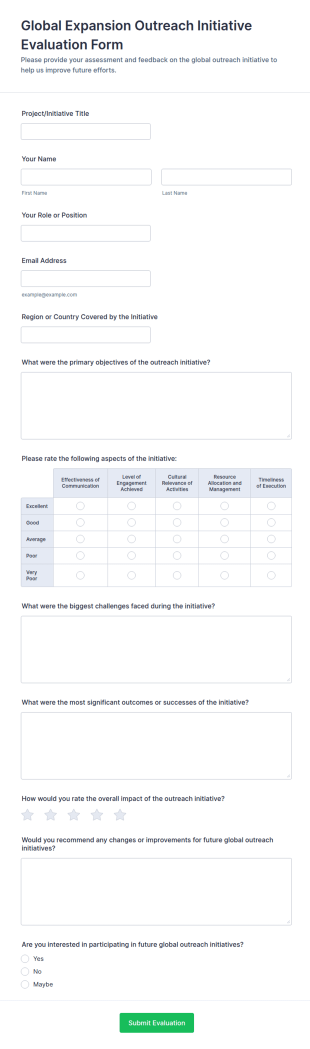 Global Expansion Outreach Initiative Evaluation Form Template