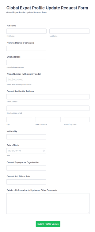 Global Expat Profile Update Request Form Template