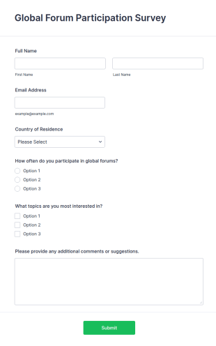 Global Forum Participation Survey Form Template