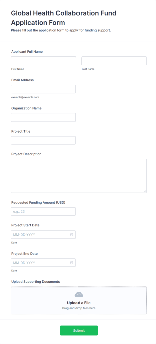 Global Health Collaboration Fund Application Form Form Template