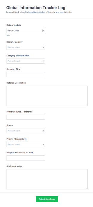 Global Information Tracker Log Form Template