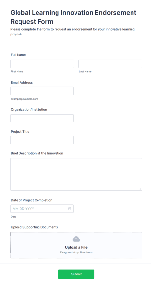 Global Learning Innovation Endorsement Request Form Template