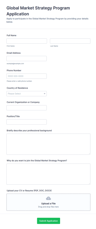 Global Market Strategy Program Application Form Template