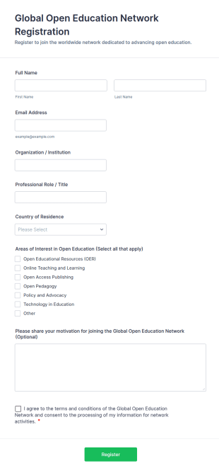 Global Open Education Network Registration Form Template