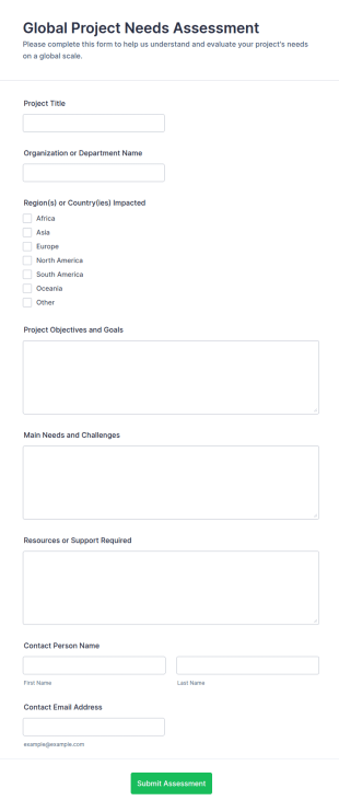 Global Project Needs Assessment Form Template