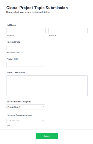 Global Project Topic Submission Form Template