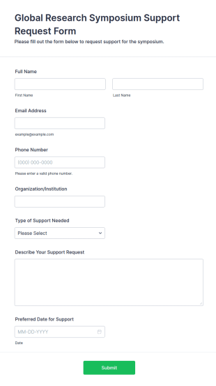 Global Research Symposium Support Request Form Template