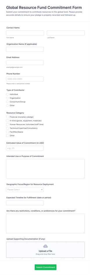 Global Resource Fund Commitment Form Template