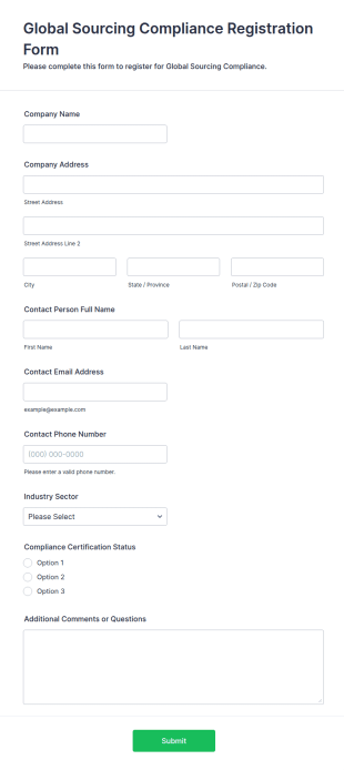 Global Sourcing Compliance Registration Form Template