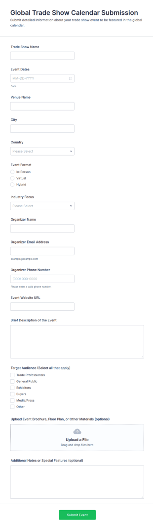Global Trade Show Calendar Submission Form Template