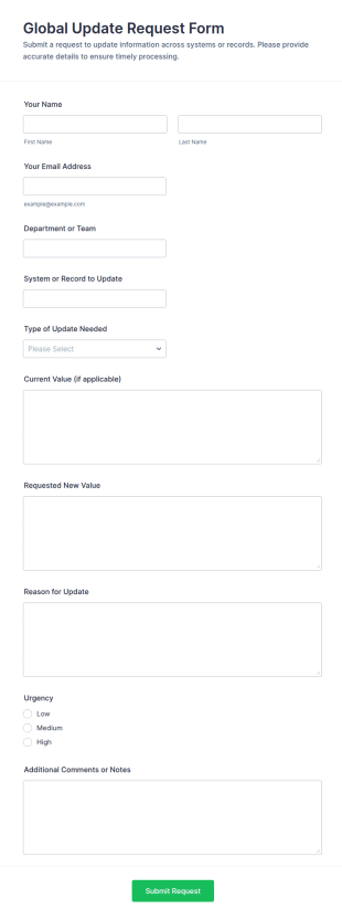 Global Update Request Form Template