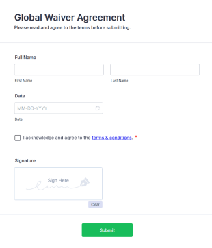 Global Waiver Agreement Form Template