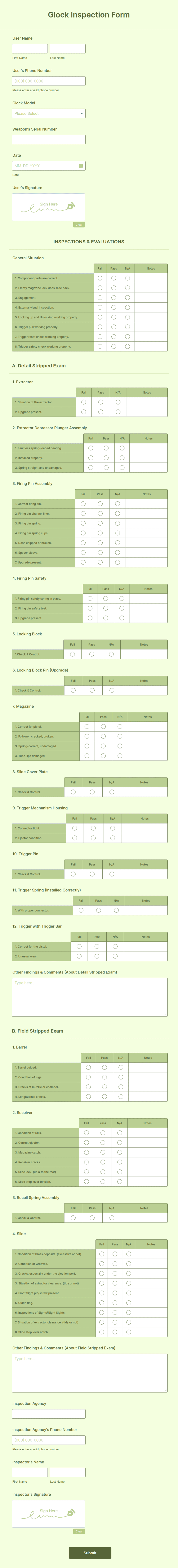 Maglock Inspection Form Glock Inspection Form Template | Jotform