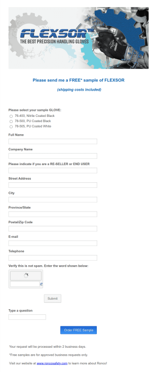 Glove Order Form Template