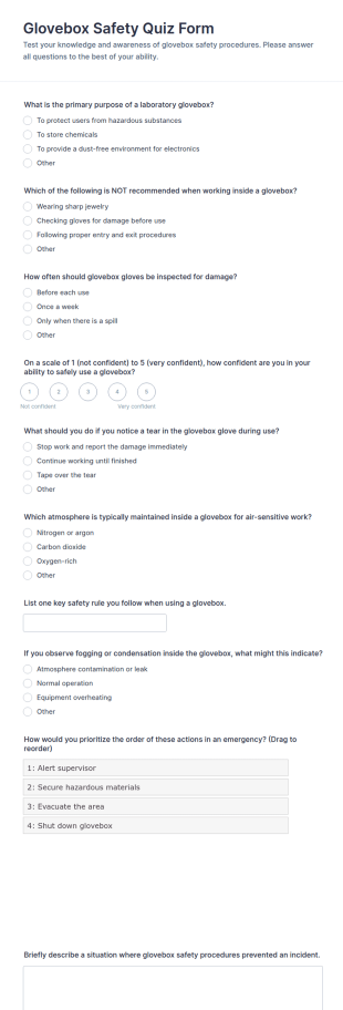 Glovebox Safety Quiz Form Template