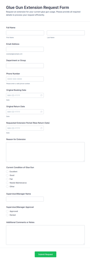 Glue Gun Extension Request Form Template