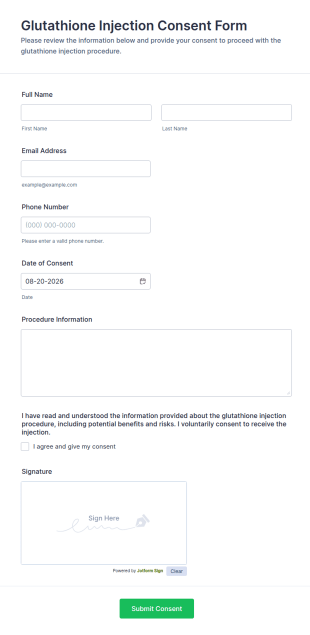 Glutathione Injection Consent Form Template