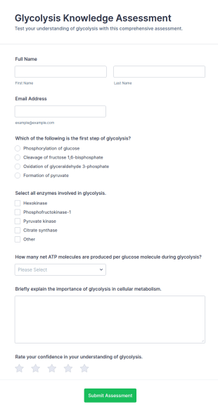 Glycolysis Knowledge Assessment Form Template